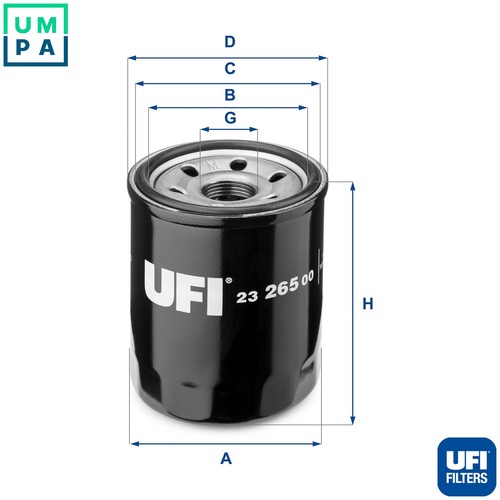 Oil filter 265 for - oil, 23.265.00