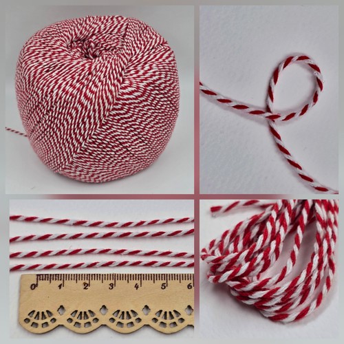 Red white 5mm - 1.5mm, twine