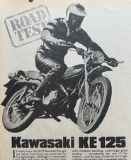KAWASAKI KE 125 - ORIGINAL 1977 2 PAGE ROAD TEST WITH SPECIFICATIONS INFO