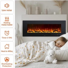 50" Electric Wall Fire Glass 3