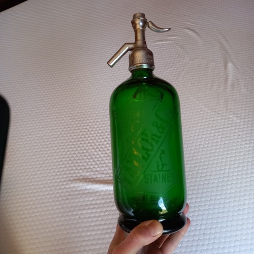 Antique green glass soda - antique,