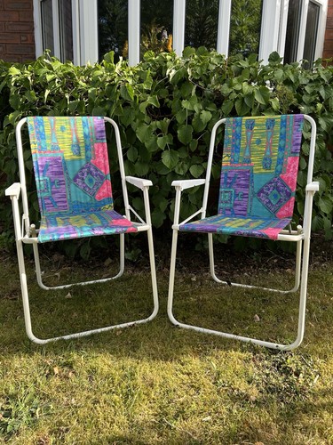 Vintage deckchairs pair of - vintage,