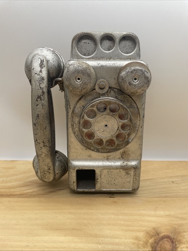 Vintage toy metal pay phone - toy,