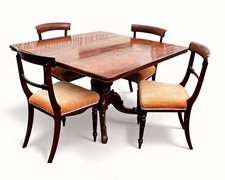 Antique Mahogany Dining Table & 4 Chairs
