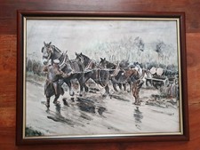 Horse Logging by S. Strange.. Original watercolour painting. Irish