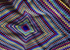 New Handmade Crochet Throw, Blanket, Multicoloured, 136 cms, 4ft 5”, Square