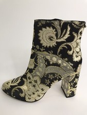 Ted Baker Womens Heeled Ankle Boots - Black & Gold Paisley Print - RRP £180