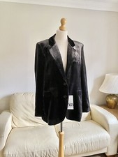 Zara Limited Edition Tobacco Dark Grey Silk Blend Velvet Blazer S UK10 New