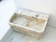 Calacatta Gold Marble Sink | Hand-Carved Custom Marble Sink | Wall-Mounted