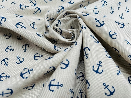 Mini navy anchor fabric - navy,