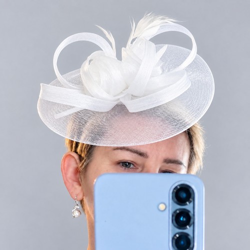 White fascinator hat ladies - hat,