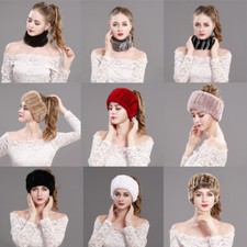 Real Rex Rabbit Fur Scarf Women Knitted Neck Warm Fur Collar Headband Multicolor