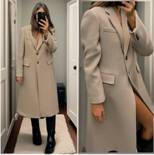 RARE ZARA GENUINE BEIGE PREMIUM MANTECO WOOL BLEND COAT JACKET SIZE SMALL S NEW