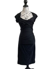 Stop Staring! Alicia Steada Black Wiggle Cocktail Dress L Retro Pinup Rockabilly