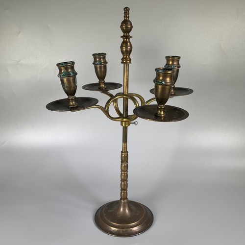Vintage brass candle stick - candle,