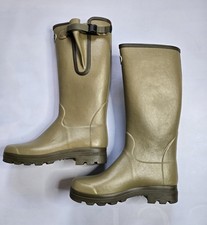 LE CHAMEAU VIERZON LEATHER LINED MEN'S ICONIC GREEN WELLINGTON BOOTS MADE FRANCE