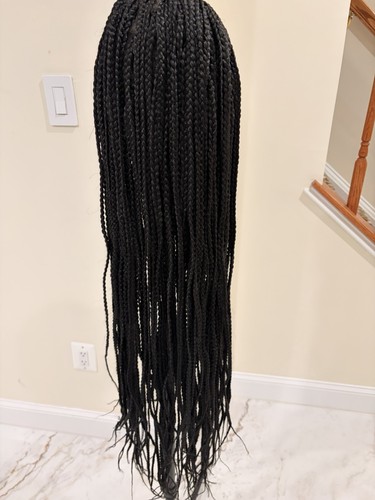 Black braided lace front wig - front,