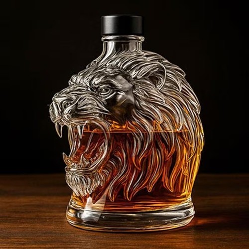 Whiskey lion head bottle - whiskey, lion-head
