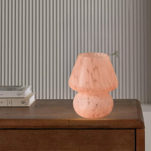 Pink mushroom glass table lamp - pink,