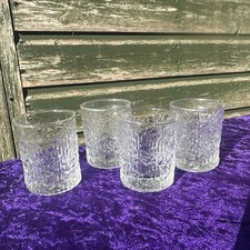 4 Vintage Ravenhead Siesta Small Ice Bark Drinking Glasses 14cl 7.3cm Tall 1970s