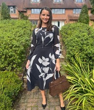 Ex Coast Midi Dress Women's Black White Placement Monochrome Orchid Lined