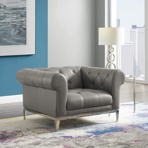 Gray tufted leather - gray,