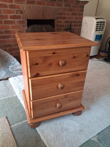 Pine bedside table with - pine, 3