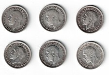 6 x King George V Threepences
