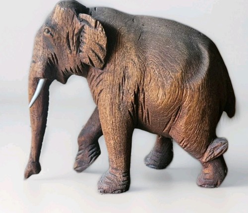 Hand carved indian elepant - carved, 6"