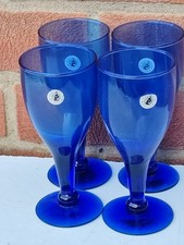 4 Cobalt Blue Wine Glasses