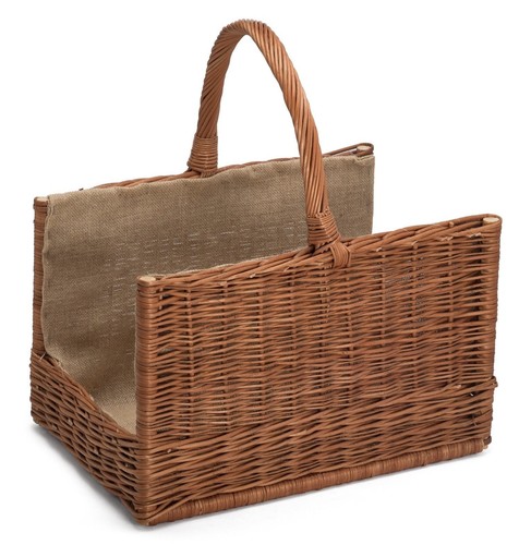 Wicker log basket - log, lined
