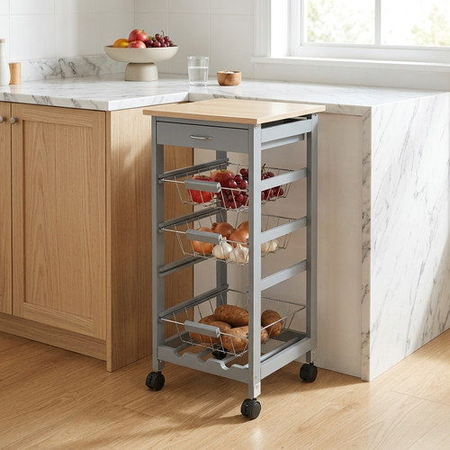 Tier wooden rolling kitchen - wooden,