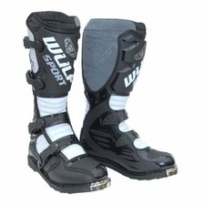 Leather motocross MX boots Wulfsport Orca enduro dirt bike ATV Adult black white