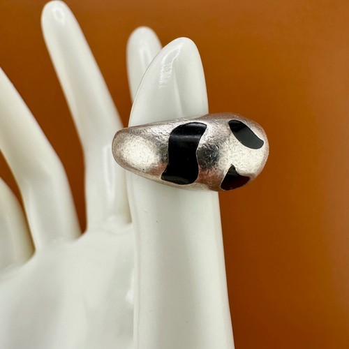 Sterling silver ring black - silver,