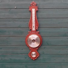 Vintage Wood Banjo Barometer Thermometer Hygrometer Weathermaster 70cm