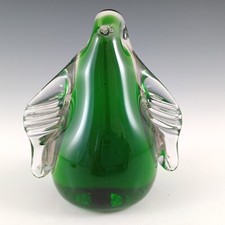 MARKED Wedgwood Green Glass Penguin Paperweight RSW72