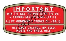 Raleigh Fuel Mix coffin type reproduction Decal Self Adhesive Vintage Moped