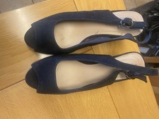 Navy Blue Peep Toe Court Shoes