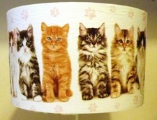 Kittens Lampshade,Light shade, shabby chic,cats, brown white FREE GIFT
