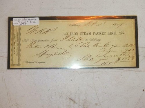 1847 steam boat freight bill - steam,