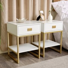 Pair of One Drawer Bedside Tables Elle White Range bedroom furniture set