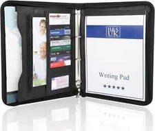 Portfolio Organizer Faux Leather Case Zipped Conference File Folder A4 H&S