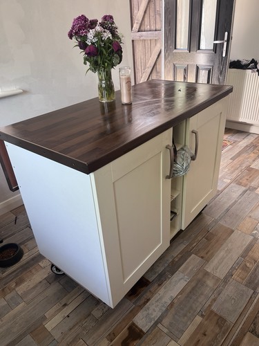 Moveable kitchen island - kitchen, with