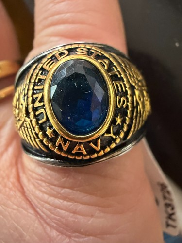 Mens navy blue sapphire ring - navy,