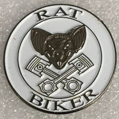 New biker pin badge rat - new,