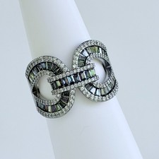 Bomb Party June Ring Sz 9 "Linked By Love" Alexandrite on Hematite RG38481