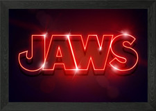 JAWS neon Framed Wall Art