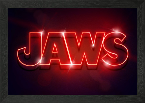 Jaws neon framed wall - jaws,