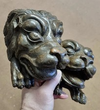 EARLY ANTIQUE PR.  CARVED OAK LIONS POSS: LECTERN FEET (  6.5" x 4.75" x 4.25" )