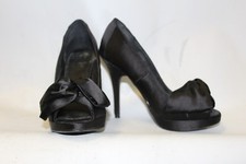 Black Satin Carvela Shoes Bow Ladies Size 3 UK3 Killer Heels Womens Party Xmas